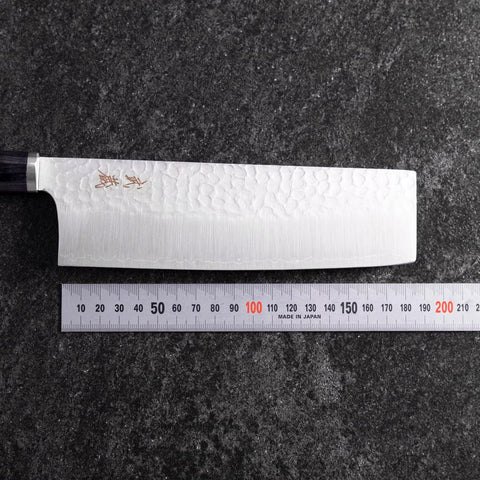 Nakiri VG-10 Tsuchime Oval Purple Handle 180mm (7”)-[Musashi]-[Japanese-Kitchen-Knives]