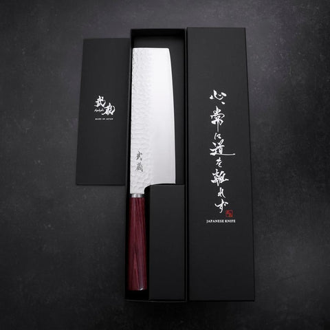 Nakiri VG-10 Tsuchime Manche Oval Pourpre 180mm-[Musashi]-[Couteaux de cuisine japonais]