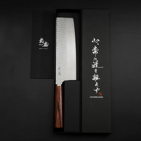 Nakiri VG-10 Tsuchime Manche Ovale en Acajou 180mm-[Musashi]-[Couteaux de cuisine japonais]
