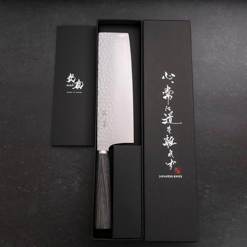Nakiri VG-10 Tsuchime Manche en Cerisier Anthracite 180mm-[Musashi]-[Couteaux de cuisine japonais]