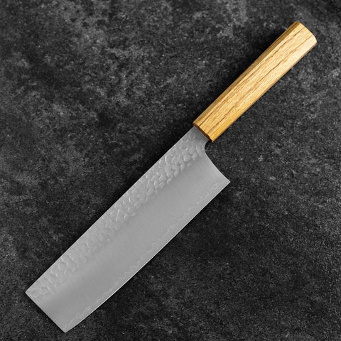 Nakiri VG-10 Tsuchime Oak Handle 180mm (7”)-[Musashi]-[Japanese-Kitchen-Knives]