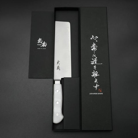 Nakiri VG-5 Tsuchime Manche Occidentale Marbre Blanc 170mm-[Musashi]-[Couteaux de cuisine japonais]
