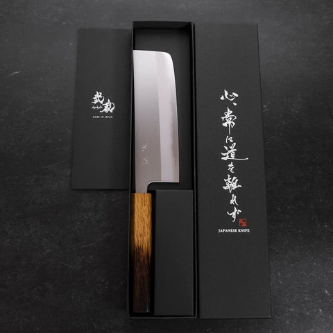 Nakiri White Steel #1 Revêtement Inox Manche Yaki Urushi 165mm-[Musashi]-[Couteaux de cuisine japonais]