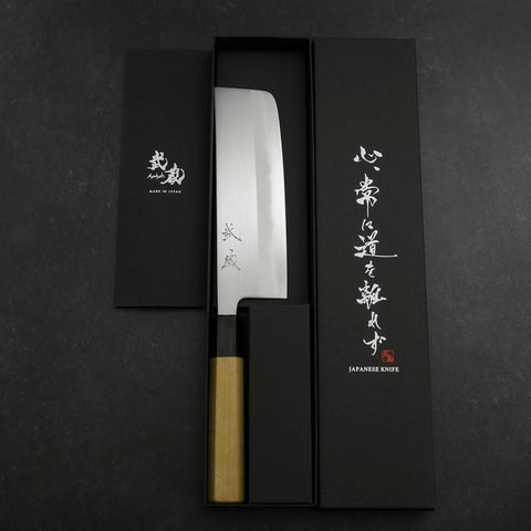 Nakiri White Steel #1 Revêtement Inox Manche en Buffle et Magnolia 165mm-[Musashi]-[Couteaux de cuisine japonais]