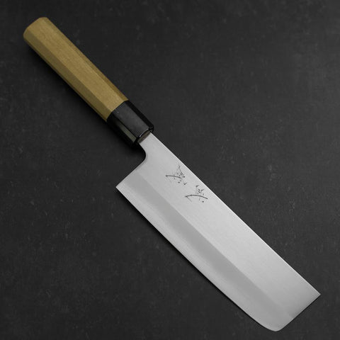 Nakiri White Steel #1 Revêtement Inox Manche en Buffle et Magnolia 165mm-[Musashi]-[Couteaux de cuisine japonais]