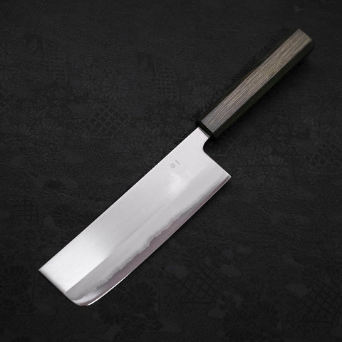 Nakiri White Steel #1 Revêtement Inox Poli Manche Urushi Vert 165mm-[Musashi]-[Couteaux de cuisine japonais]