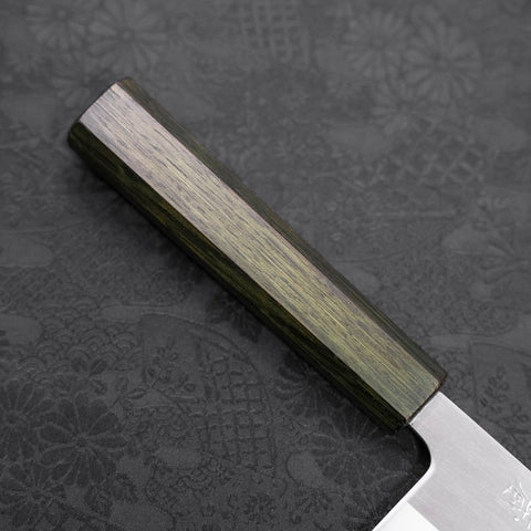 Nakiri White Steel #1 Revêtement Inox Poli Manche Urushi Vert 165mm-[Musashi]-[Couteaux de cuisine japonais]