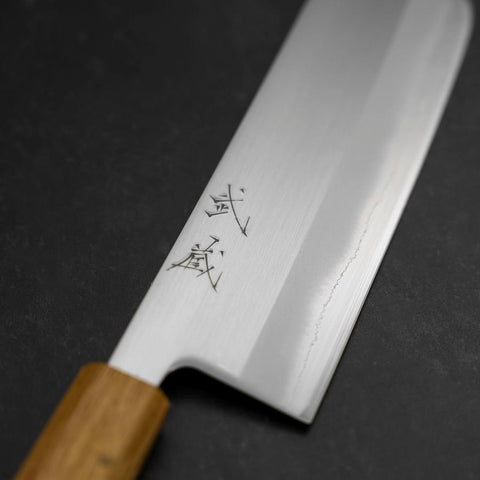 Nakiri White Steel #1 Revêtement Inox Poli Manche en Chêne 165mm-[Musashi]-[Couteaux de cuisine japonais]