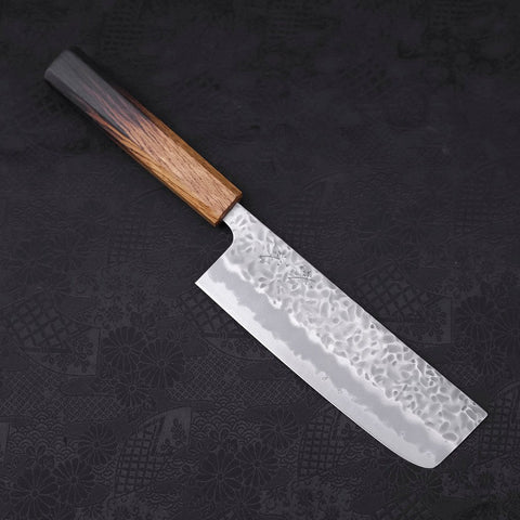 Nakiri White Steel #1 Tsuchime Manche Yaki Urushi 165mm-[Musashi]-[Couteaux de cuisine japonais]