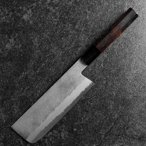 Nakiri White Steel #1 Tsuchime Manche en Buffle et Ébène 165mm-[Musashi]-[Couteaux de cuisine japonais]