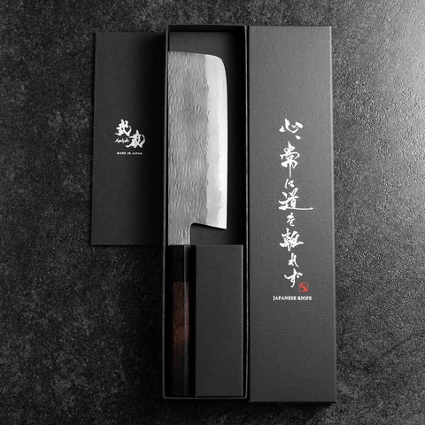 Nakiri White Steel #1 Tsuchime Manche en Buffle et Ébène 165mm-[Musashi]-[Couteaux de cuisine japonais]