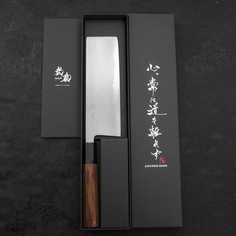 Nakiri White Steel #2 Kasumi Manche en Buffle et Bois de Teck 165mm-[Musashi]-[Couteaux de cuisine japonais]