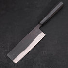 Nakiri White Steel #2 Kurouchi Chokin Phoenix Buffalo Ebony Handle 165mm (6.5”)-[Musashi]-[Couteaux de cuisine japonais]