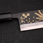 Nakiri White Steel #2 Kurouchi Chokin Phoenix Buffalo Ebony Handle 165mm (6.5”)-[Musashi]-[Couteaux de cuisine japonais]