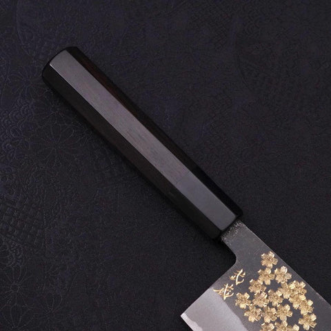 Nakiri White Steel #2 Kurouchi Chokin Sakura-Fuji Manche en Buffle et Ébène 165mm-[Musashi]-[Couteaux de cuisine japonais]