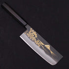 Nakiri White Steel #2 Kurouchi Chokin Sakura-Fuji Manche en Buffle et Ébène 165mm-[Musashi]-[Couteaux de cuisine japonais]
