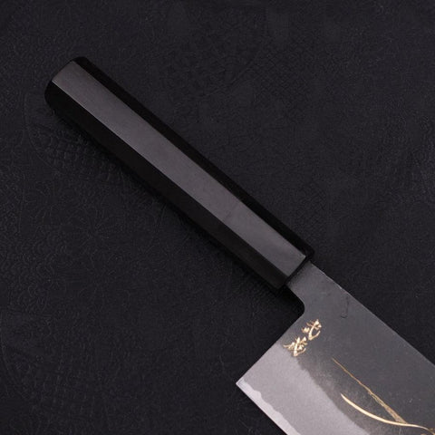 Nakiri White Steel #2 Kurouchi Chokin Vague-Soleil Manche en Buffle et Ébène 165mm-[Musashi]-[Couteaux de cuisine japonais]