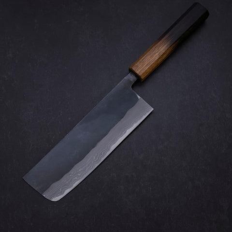 Nakiri White Steel #2 Kurouchi Damas Manche Yaki Urushi 165mm-[Musashi]-[Couteaux de cuisine japonais]