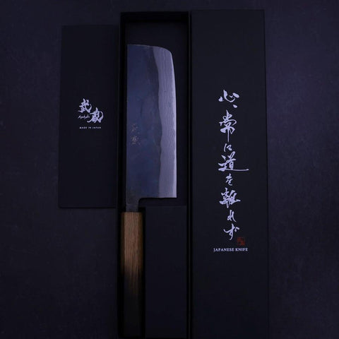 Nakiri White Steel #2 Kurouchi Damas Manche Yaki Urushi 165mm-[Musashi]-[Couteaux de cuisine japonais]