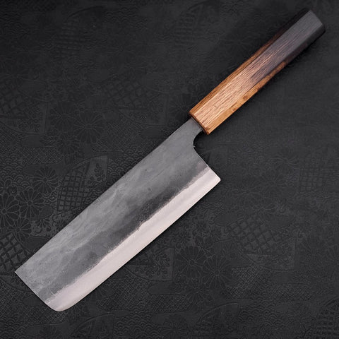 Nakiri White Steel #2 Kurouchi Manche Sumi Urushi 165mm-[Musashi]-[Couteaux de cuisine japonais]