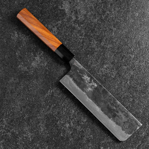 Nakiri White Steel #2 Kurouchi Manche en Buffle et Bubinga 165mm-[Musashi]-[Couteaux de cuisine japonais]