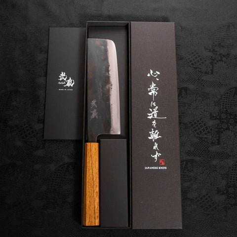 Nakiri White Steel #2 Kurouchi Manche en Chêne 165mm-[Musashi]-[Couteaux de cuisine japonais]