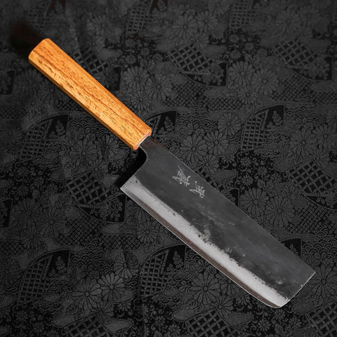 Nakiri White Steel #2 Kurouchi Manche en Chêne 165mm-[Musashi]-[Couteaux de cuisine japonais]