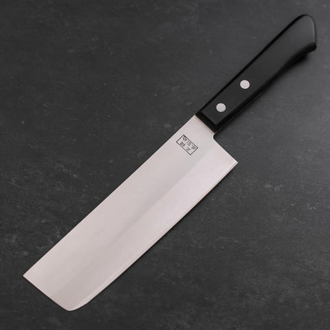 Nakiri White Steel #2 Revêtement Inox Poli Manche Occidental Noir 150mm-[Musashi]-[Couteaux de cuisine japonais]