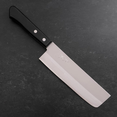 Nakiri White Steel #2 Revêtement Inox Poli Manche Occidental Noir 150mm-[Musashi]-[Couteaux de cuisine japonais]