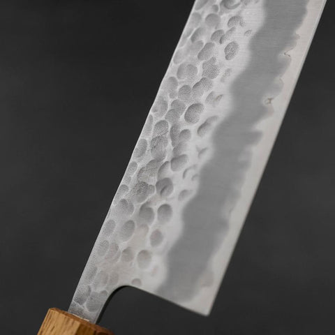 Nakiri White Steel #2 Revêtement Inox Tsuchime Manche Yaki Urushi 165mm-[Musashi]-[Couteaux de cuisine japonais]
