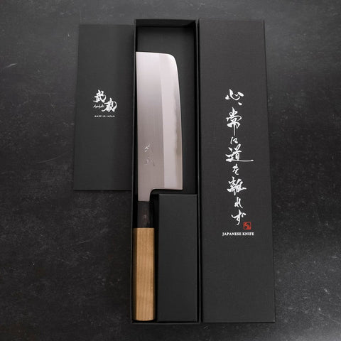 Nakiri White steel #1 Revêtement Inox Manche en Buffle et Magnolia 165mm-[Musashi]-[Couteaux de cuisine japonais]