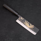 Nakiri White Steel #2 Kurouchi Chokin Phoenix Buffalo Ebony Handle 165mm-[Musashi]-[Japanese-Kitchen-Knives]