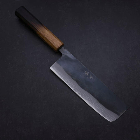 Nakiri White steel #2 Kurouchi Damas Manche Yaki Urushi 165mm-[Musashi]-[Couteaux de cuisine japonais]