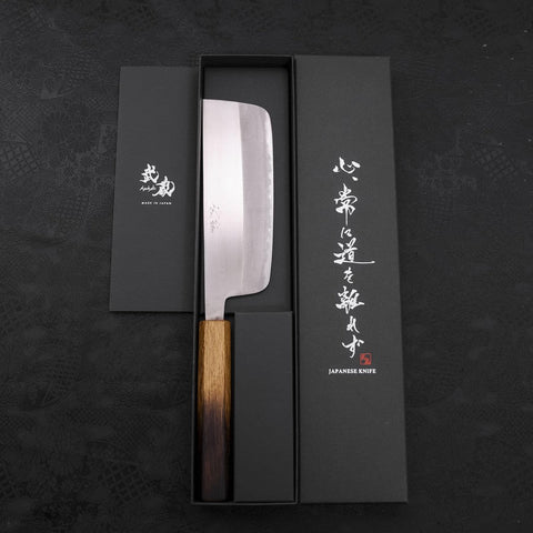 Nakiri White Steel #2 Revêtement Inox Poli Manche Yaki Urushi 165mm-[Musashi]-[Couteaux de cuisine japonais]