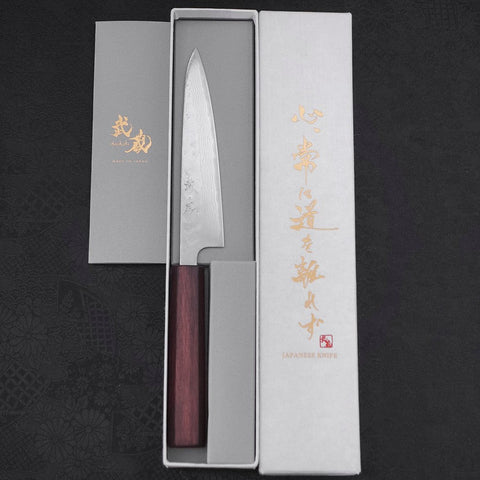 Petty AUS-10 Nashiji Damas Manche Urushi Pourpre 135mm-[Musashi]-[Couteaux de cuisine japonais]