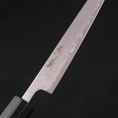 Petty AUS-10 Nickel en Vagues Danas Manche Urushi Bleu Sombre 135mm-[Musashi]-[Couteaux de cuisine japonais]