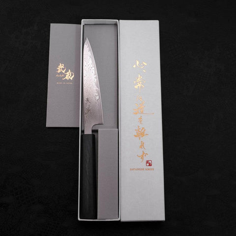 Petty AUS-10 Nickel en Vagues Danas Manche Urushi Bleu Sombre 135mm-[Musashi]-[Couteaux de cuisine japonais]