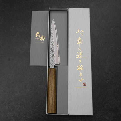 Petty AUS-10 Tsuchime Damas Manche Yaki Urushi 135mm-[Musashi]-[Couteaux de cuisine japonais]
