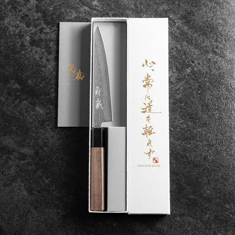 Petty AUS-10 Tsuchime Damas Manche en Noyer 150mm-[Musashi]-[Couteaux de cuisine japonais]