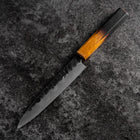 Petty AUS-8 Revêtement inox Kurouchi Tsuchime Manche Yaki Urushi 155mm-[Musashi]-[Couteaux de cuisine japonais]