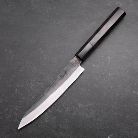 Petty Blue Steel #1 Kurouchi Chokin Sakura Manche en Buffle et Ébène 150mm-[Musashi]-[Couteaux de cuisine japonais]