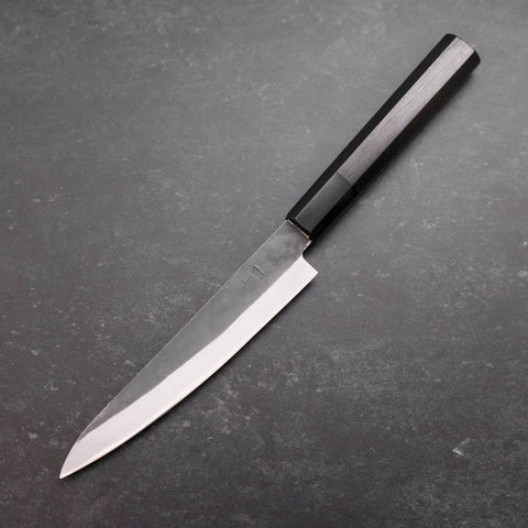 Petty Blue Steel #1 Kurouchi Chokin Soleil et Nuage Chanceux Manche en Buffle et Ébène 150mm-[Musashi]-[Couteaux de cuisine japonais]