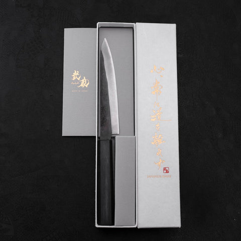Petty Blue Steel #1 Kurouchi Dark Blue Urushi Handle 150mm (5.9”)-[Musashi]-[Couteaux de cuisine japonais]