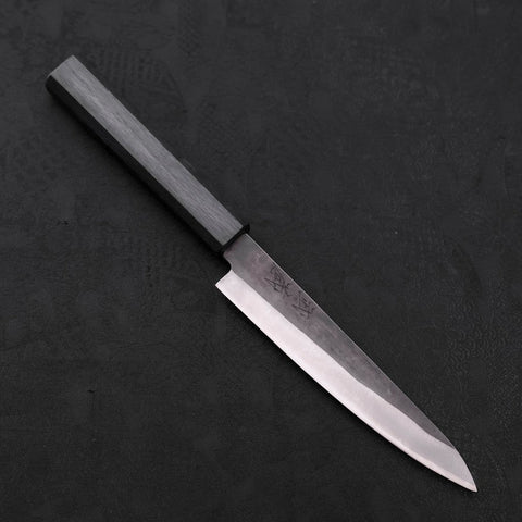 Petty Blue Steel #1 Revêtement Inox Kurouchi Manche Urushi Bleu Sombre 150mm-[Musashi]-[Couteaux de cuisine japonais]