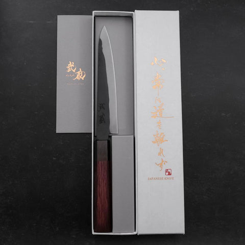 Petty Blue Steel #1 Revêtement Inox Kurouchi Manche Urushi Pourpre 150mm-[Musashi]-[Couteaux de cuisine japonais]
