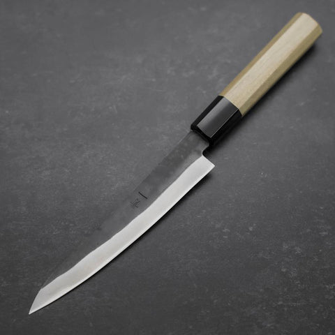 Petty Blue Steel #1 Revêtement Inox Kurouchi Manche en Buffle et Magnolia 150mm-[Musashi]-[Couteaux de cuisine japonais]