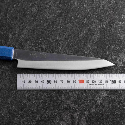 Petty Blue Steel #1 Revêtement inox Kurouchi Manche Urushi Bleu 150mm-[Musashi]-[Couteaux de cuisine japonais]