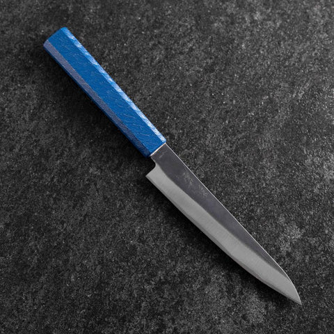 Petty Blue Steel #1 Revêtement inox Kurouchi Manche Urushi Bleu 150mm-[Musashi]-[Couteaux de cuisine japonais]