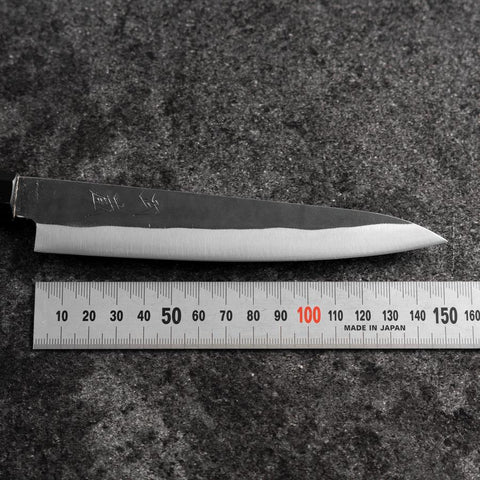 Petty Blue Steel #1 Revêtement inox Kurouchi Manche en Buffle et Ébène 150mm-[Musashi]-[Couteaux de cuisine japonais]