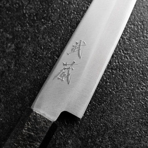 Petty Blue Steel #1 Revêtement inox Poli Manche Urushi Noir 150mm-[Musashi]-[Couteaux de cuisine japonais]
